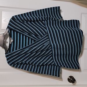 Dana Buchman Blouse of Blue, Gray, & Black with Surplice Neckline Women's Size L